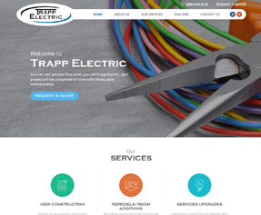 Photo of Trapp Electric's home page design.