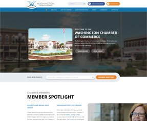 Photo of Washington Chamber of Commerce's home page design.
